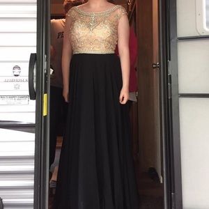 Classy Gold and Black Prom Dress